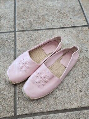Tory Burch Light Pink Leather Espadrille Flats